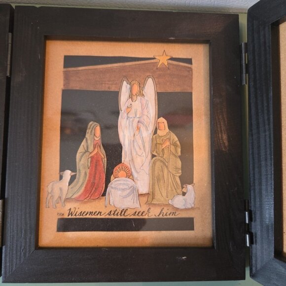 PJ Rankin Hults Wise Men Still Seek Him Framed Triptych Scherenschnitte Signed - Picture 5 of 12